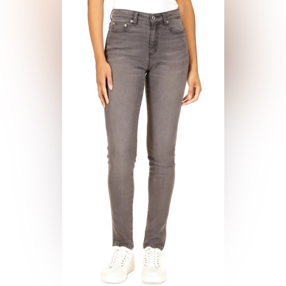 Michael Kors Women's Selma High Rise Straight Skinny Jeans Gray Size 14 Petite